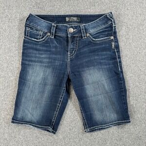 Silver Jeans Suki Mid Bermuda Shorts Womens 28 Dark Wash Denim Stretch L53908SSA